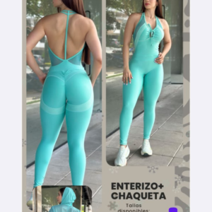 ENTERIZO + CHAQUETA VERDE AQUA